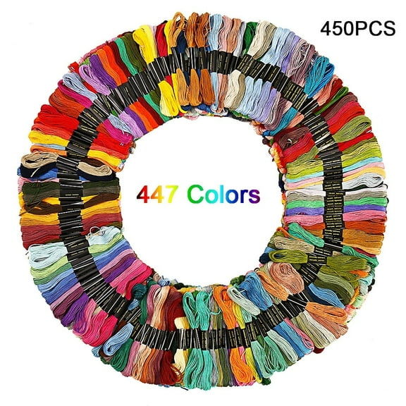 Fznkrag 450Pcs Embroidery Floss, Multi Colors Cotton DMC Cross Floss Stitch Thread Embroidery Sewing Skeins(447 Colors)