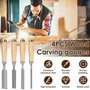 Pluokvzr 4Pcs Wood Carving Gouges Half-Round Chisel Carbon Steel Woodworking Chisel Woodworking Tool Set 1/4inch 1/2inc