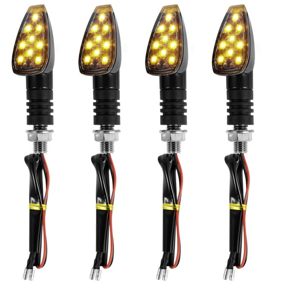 Pluokvzr 4pcs Motorcycle Turn Signal Light 12V Bright Motorbike Indicator Light Professional LED Amber Turning Indicator Universal Mini Motorcycle Front Rear Lamp for Motorcycle