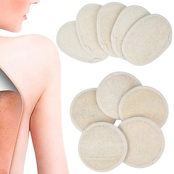 Tzgsonp 5-Pack Exfoliating Loofah Sponge Pad Skin Care Natural Loofah Facial Body Scrub Loofah Sponge Pad Gloves Brush Tub Shower