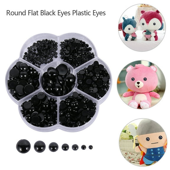 Fznkrag 500Pcs Doll Making Eyes Reusable Resin Button Eyes Black Multiple Sizes DIY Craft Stuffed Animals Toy Bear Eyes for Plush Toy Crochet Craft Dolls