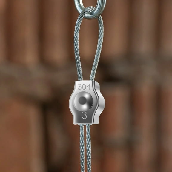 Pluokvzr 50pcs Wire Rope Clip Stainless Steel Wire Cable Clamp M3 Simplex Single Bolt Wire Rope Clamp Rustproof Fastener Cable Clamp Clip for 1/8 Inch Wire Rope