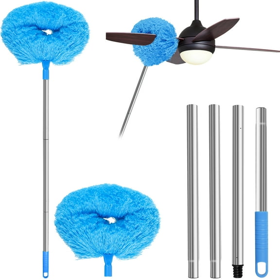 Tzgsonp 57 Inch Ceiling Fan Cleaner Duster with Telescopic Handle, Fibre Ceiling Fan Blade Cleaner with Cleaning Head Hanging Ceiling Fan Cleaner for Walls Furniture Door Window Top