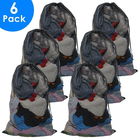 Lzvxtym 6 pack Mesh Laundry Bags,23.6 x 35.4 Inches Laundry Mesh Bag for Delicates,Large Laundry Drawstring Bag for College,Dorm,Travel,Homea,Apartment Dwellers, Black