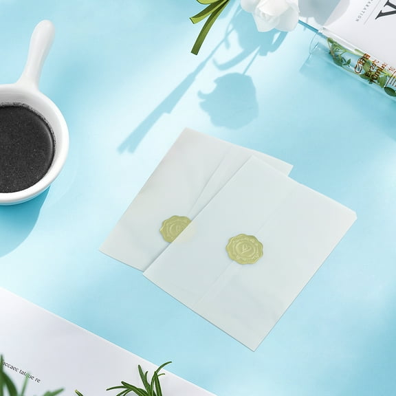Pluokvzr 60 Pack Vellum Jackets for 5x7 Invitations Pre Folded Vellum Paper Jackets with 60 Sealing Stickers Translucent Thickened Vellum Paper Wedding Invitations Wrap Liners for Baby Shower
