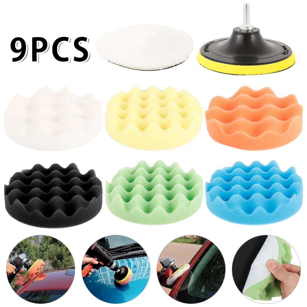 Wevdn 6-Piece Car Wheel Hub Polishing Sponge Pad Kit | Cone & Ball Shapes For Drill Buffing, Waxing & Detailing