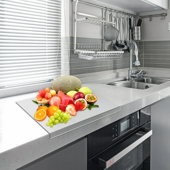 Pluokvzr Acrylic Cutting Plate Non-Slip Transparent Cutting Plate with Lip Rectangle Cutting Plate Reusable Chopping Plate Multipurpose Countertop Protector Plate for Kitchen Countertop