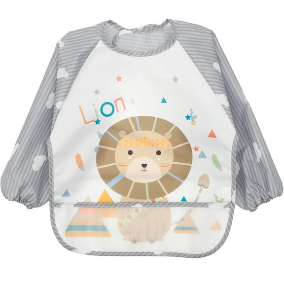 Fznkrag Baby Bibs with Sleeves Waterproof Long Sleeves Bib with Pocket Unisex Feeding Apron Wearing Feeding Bibs