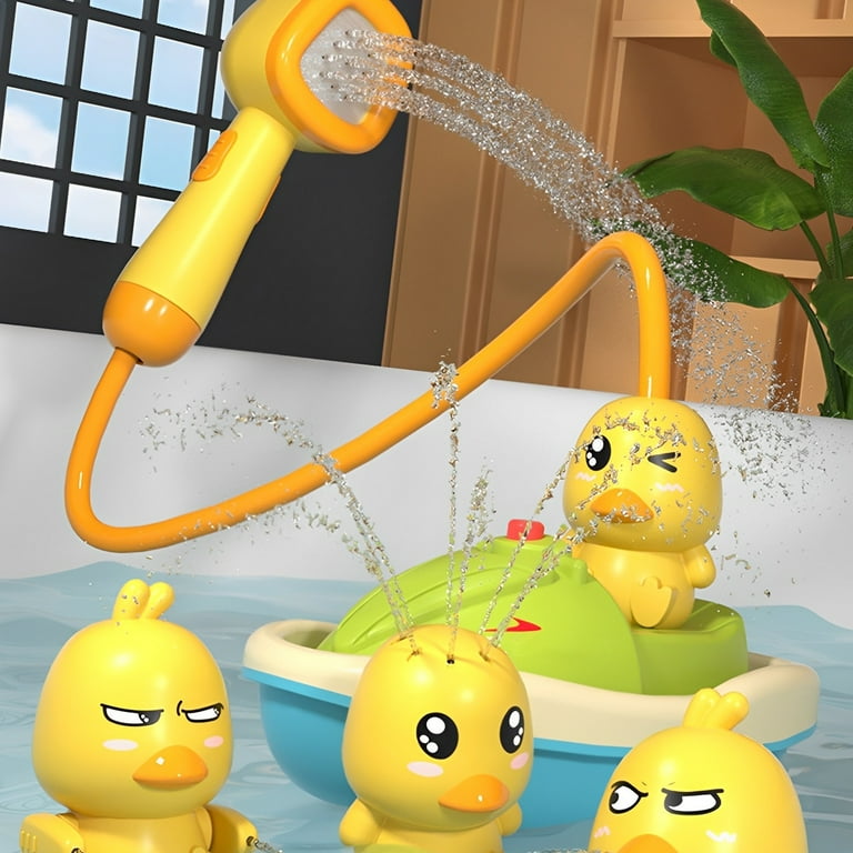 Pluokvzr Baby Duck Bath Toy Electric Duck Water Spray Bath Toys with 4 Spraying Duck and 1 Duck Shower Head Floating Bathtub Toys for Toddlers Kids Walmart