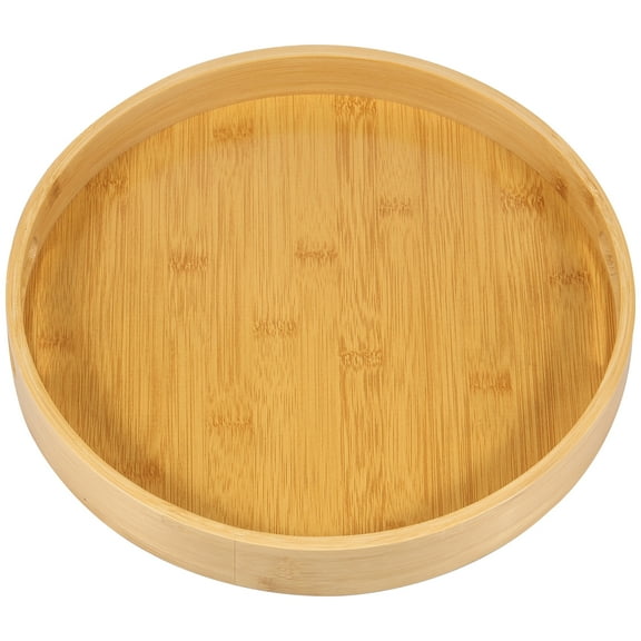 Pluokvzr Bamboo Serving Tray Round Smooth Wood Tray with Easy Grip Handles Natural Wood Food Snack Tray for Living Room Kitchen Coffee Table