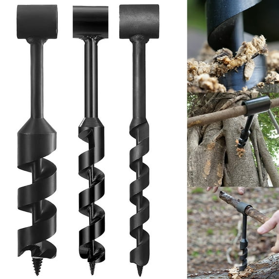 Fznkrag Bushcraft Hand Drill Carbon Steel Manual Auger Drill Portable Manual Survival Drill Bit Self-Tapping Survival Wood Punch Tool
