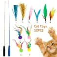 thumbnail image 1 of Keyohome Interactive Cat Toys Retractable Wand Toy and Feather Toys for Indoor Cats to Chase and Exercise,Telescopic Cat Fishing Pole Toy,12Pcs, 1 of 9