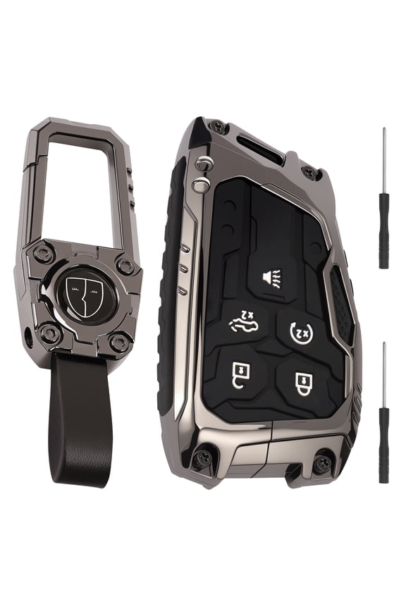 Key Fob Cover with Luminous Silicone Buttons Zinc Alloy Key Fob Case Heavy Duty Key Fob Cover Case Protective Key Fob Cover Protector with Keychain for Key Fob