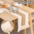 thumbnail image 1 of Fznkrag Macrame Table Runner ,Natural Burlap Table Runner Farmhouse Style Splicing Cotton and Linen Boho Table Runner with Tassels, for Fall Christmas Home Decor Wedding Table Decor, 1 of 9