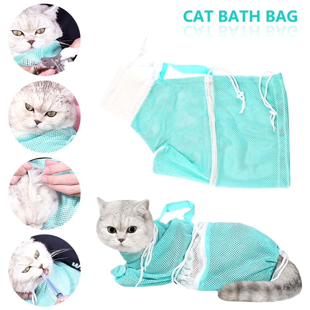 Pluokvzr Mesh Pet Cat Grooming Restraint Bag For Bath Washing Nails