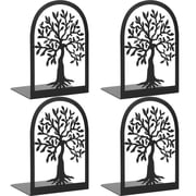 Keyohome Metal Bookends,4Pcs Tree of Life Book Ends,Non Skid Book Holders,Shelf Decor for Home School Office