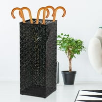 Pluokvzr Metal Umbrella Holder Hollowed Square Free Standing Umbrella Rack Decorative Umbrella Stand Freestanding Umbrella Storage Rack Umbrella Organizer for Home Entryway Office (6.5*6.5*16.5in)