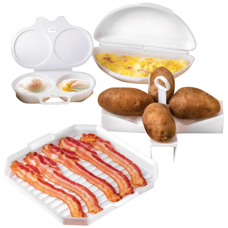 Pluokvzr Microwave Cooking Set BPA Free Heat Resistant Microwave Oven Cookware Set for Home Kitchen Set of 4