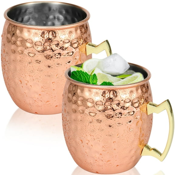 Tzgsonp Moscow Mule Mugs 16oz Stainless Steel Handcrafted Moscow Mule Cups, Rose Gold (Set of 2)