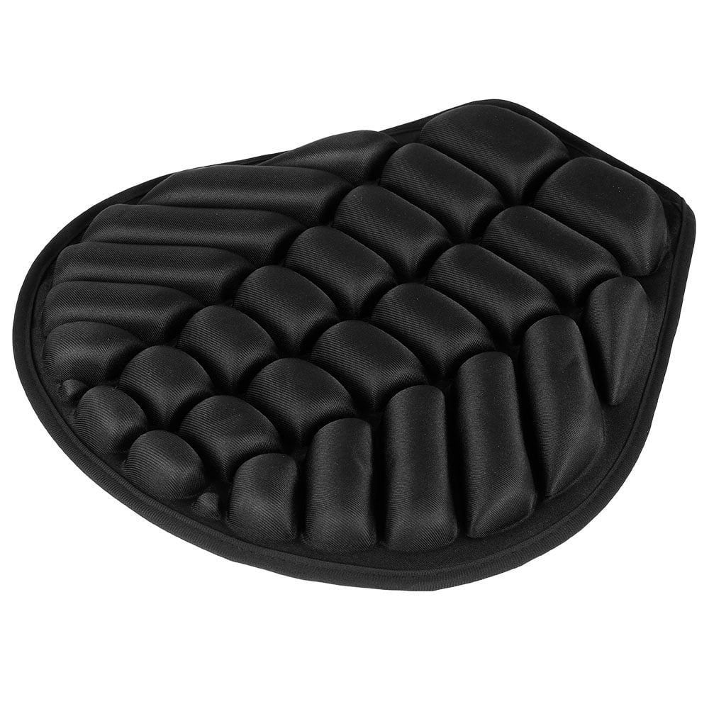 Pluokvzr Motorcycle Seat Cushion 3D Air Cushion Pad with Non-Slip Bandages Fixed 14.76 x 14.17 Inch Decompressed Air Cushion Pad Cooling Down Seat Pad for Cruiser Sport Touring Saddles (Black)