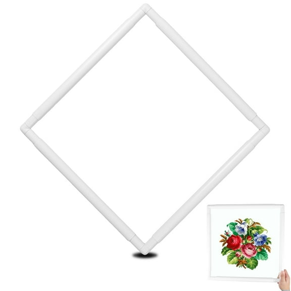 Pluokvzr Plastic Embroidery Hoop Square Embroidery Frame Reusable Cross Stitch Snap Frames White Plastic Quilting Hoops Quilting Needlepoint Tool for Embroidery Needlepoint Silk-Painting