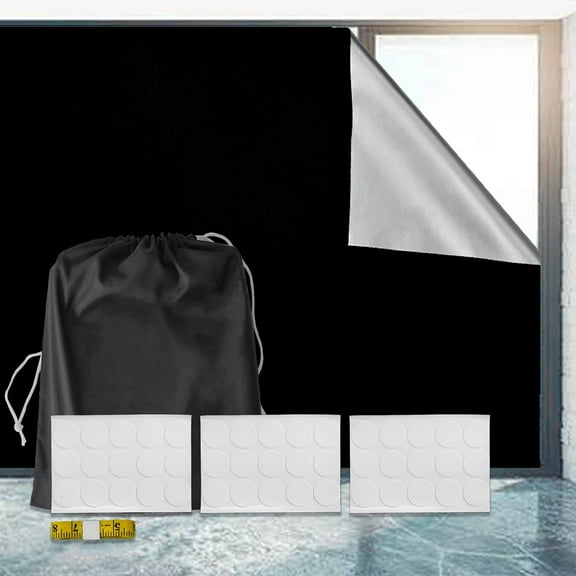 Grusce Portable Blackout Curtain 118x57 Free-cutting Blackout Shade with Double-Sided Stickers Washable Window Curtain for Bedroom Travel