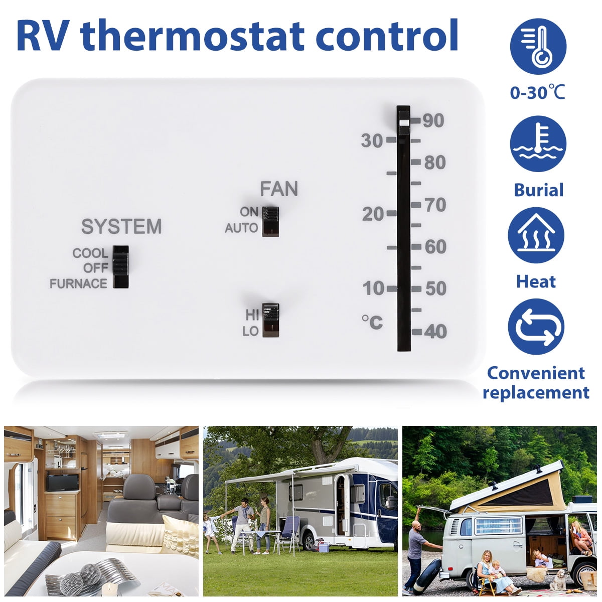 Pluokvzr RV Thermostat 3106995.032 RV Analog Thermostat Replacement
