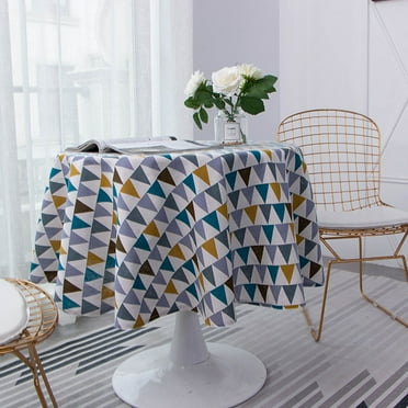 Pluokvzr Round Tablecloth Simple Nordic Style Cotton Linen Fabric Circular Table Cover Wrinkle-proof for Kitchen Dinning Tabletop