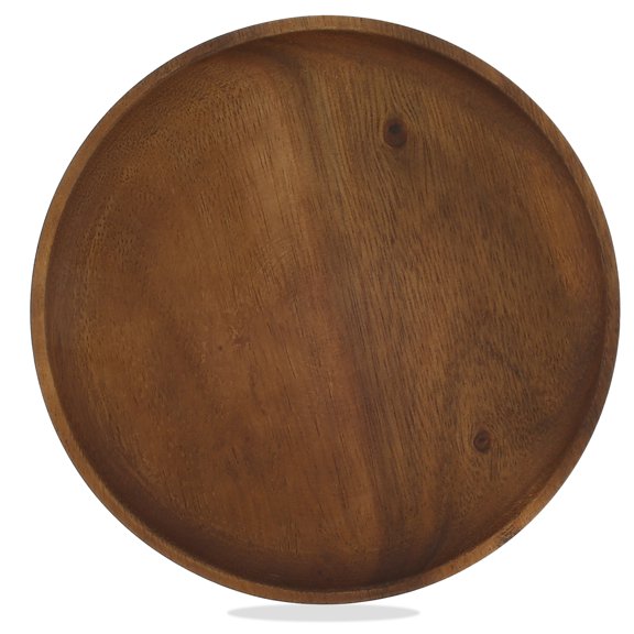 Pluokvzr Round Wood Plates 10inch/8inch Acacia Wood Dinner Plates Lightweight Serving Dishes Unbreakable Charger Plates Multipurpose Wood Serving Plates for Snack Dessert Housewarming Christmas Gift