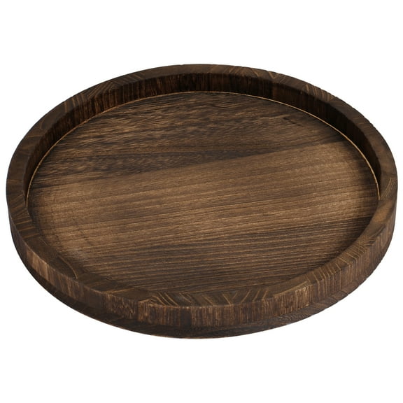 Tzgsonp Round Wood Tray, Wooden Serving Platter Dessert Plate for Table Centerpiece Kitchen Bathroom Decor
