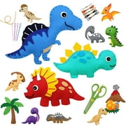 Pluokvzr Sewing Felt Toys DIY Sewing Animal Craft Kit Dinosaur Series Early Education Animal Sewing Kit Sensory Development Felt Animal Craft Kit 3-12 Years Old