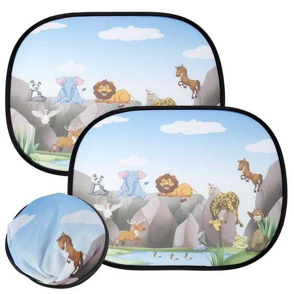 Fznkrag Solar Protection Car Sunshade Side Window 2 Pack Car Sun Shade Animal for Baby Sun Glare and UV Rays Protection Universal Adsorption Electrostatic