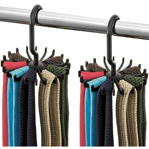 Tzgsonp Spinning Tie Rack and Belt Hanger (2 Pack) Ultimate Hanger Holder Hook for Storing Neck Ties, Belts, and Scarves
