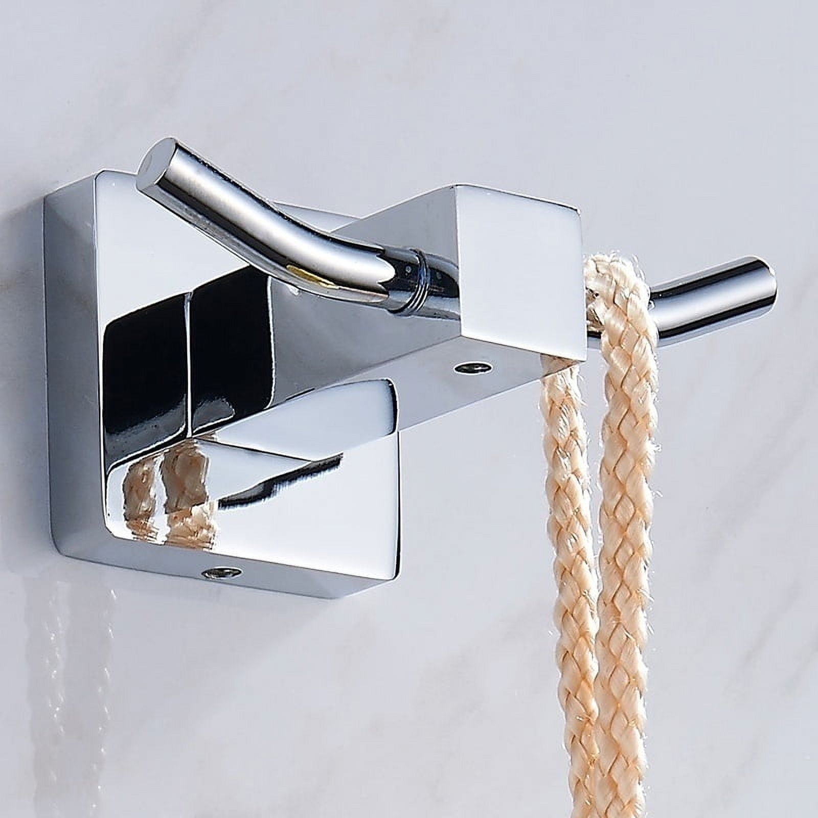 Pluokvzr Square Double Robe Hook Towel Holder Bathroom Chrome Brass ...