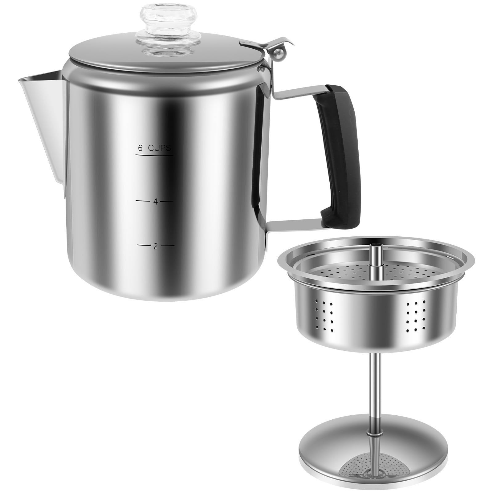 Jetcloudlive Stainless Steel Coffee Percolator 6-Cup Portable