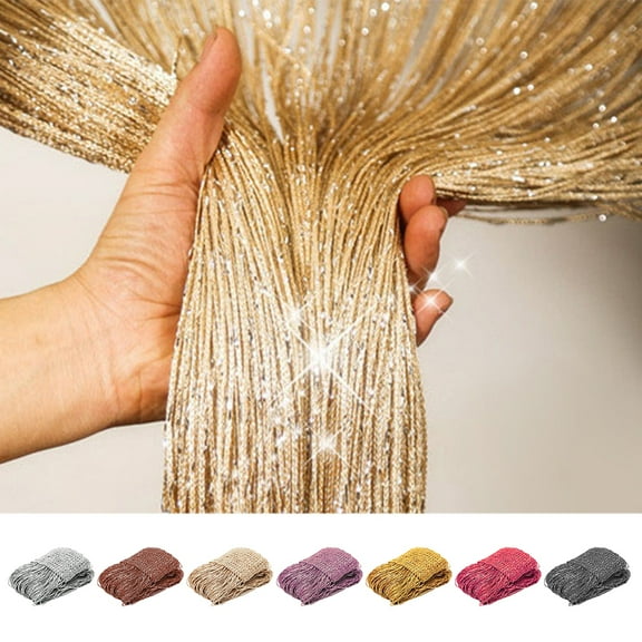 Grusce String Door Curtain Fly Screen Window Panel Tassel Fringe Beads Room Divider 1m(W) * 2m(H)