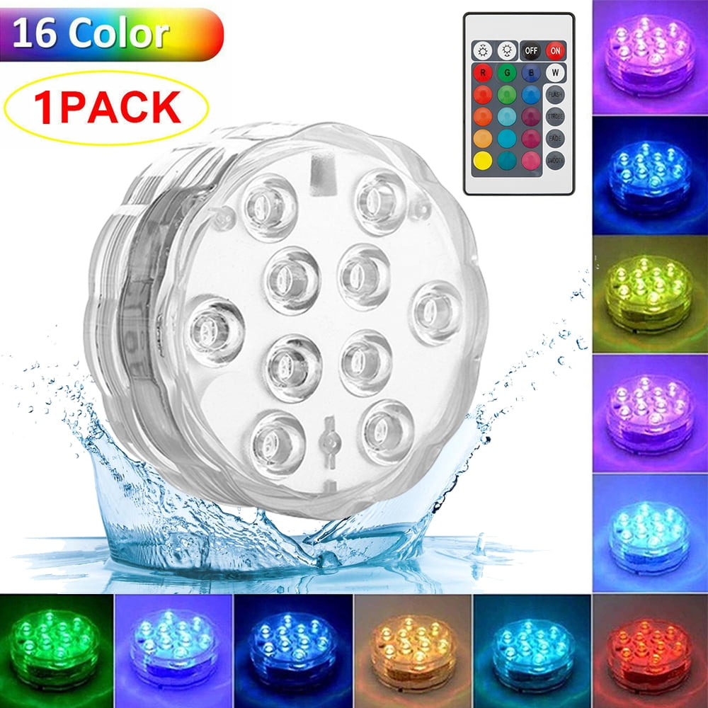 Pluokvzr Submersible LED Lights with Remote Control, Pack of 4 Color Changing Underwater Led Pond Lights for Hot Tub Pond Pool Aquarium
