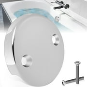 Qenwkxz Tub Overflow Drain Cover Double Hole Bathtub Overflow Drain Cover with Screws Easy to Install Cover for Most Standard Bath Tub Drains Silver bathtub Overflow Cover ABS 3.25in