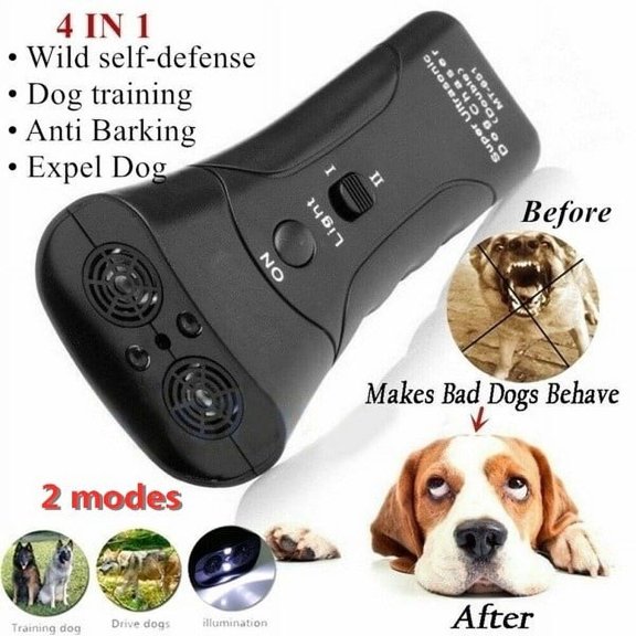 Fznkrag Ultrasonic Dog Training Repeller with Flashlight, Black