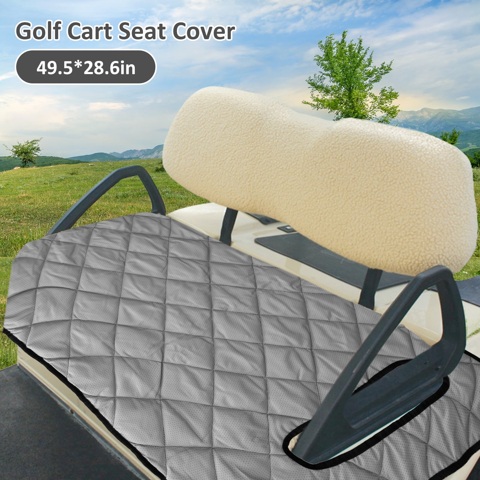 Pluokvzr Universal Golf Cart Seat Cover Soft Non Slip Golf Cart Seat Towel with Holes Breathable Golf Cart Seat Blanket Covers Fits Most 2 Seater Golf