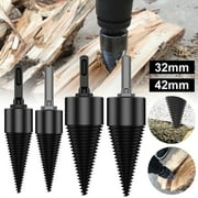Keyohome Wood Splitting Drill Bit High Speed Steel Firewood Log Splitter Drill Bit Wood Punch Cone Driver Drill Bit Woodworking Tool with Connecting Rod for Electric Drill Power Tool