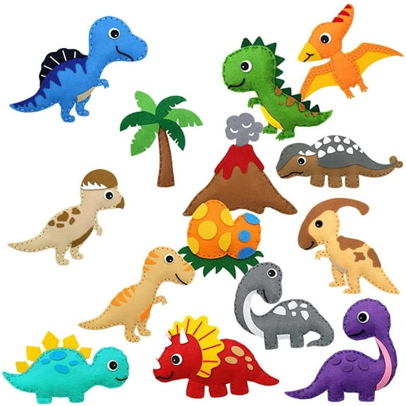 Fznkrag Woodland Animals Craft Kit DIY Sewing Felt Set Woodland Dinosaur Sewing Kit for Kids Sewing Set Art Toy