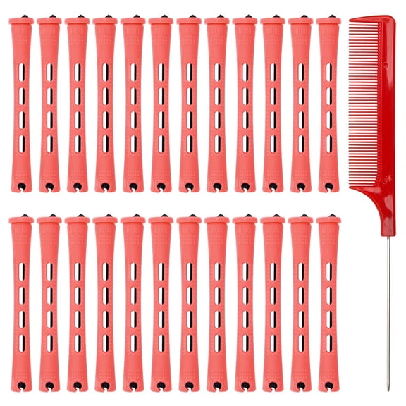 Pluput 60PCS Hair Perm Rods Set, Plastic Curler Perm Rods with Steel Pintail Comb, DIY Hair Curler Styling Tools for Hairdressing Hair