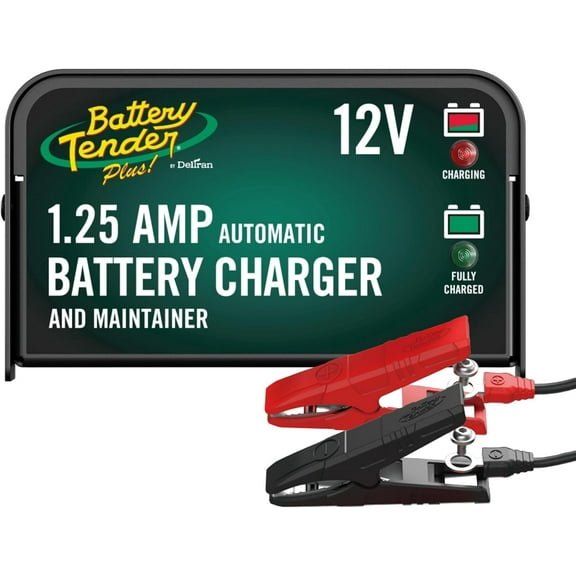 Plus 12V 1.25 AMP Car & Motorcycle Battery Charger and Maintainer, Float Charge for Automotive, and ATVs - Smarter Than a Trickle Charger