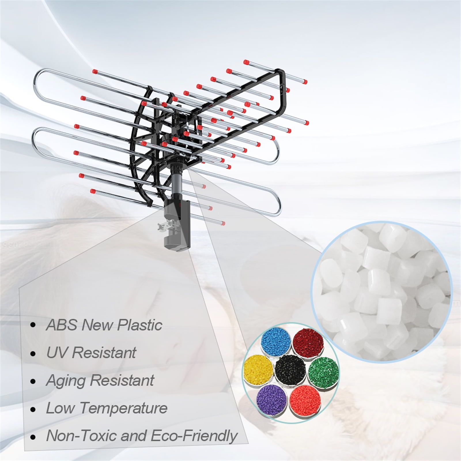 Plus 360°Rotation UV Dual Frequency 45-860MHz 22-38dB 42.65ft cable Outdoor Antenna