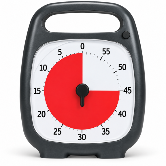 Plus 60 Minute Desk Visual Timer - Countdown Timer with Portable Handle for Classroom, Office, Homeschooling, Study Tool with Silent Operation (Charcoal)