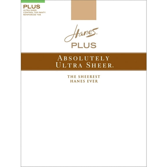 Plus Absolutely Ultra Sheer Control Top, Reinforced Toe Pantyhose