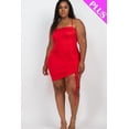 thumbnail image 1 of Plus Adjustable Ruched Detail Curvy Mini Dress Red 2XL, 1 of 5
