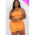 thumbnail image 1 of Plus Adjustable Ruched Detail Curvy Mini Dress, 1 of 5