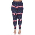 thumbnail image 1 of Plus Argyle Print Leggings, Navy & Pink - One Size, 1 of 1